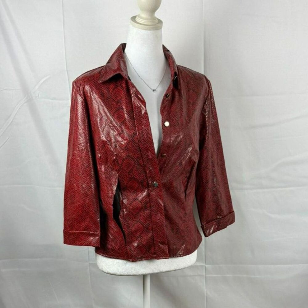 Y2K Mirrors Red Snakeskin Faux Leather Jacket - L